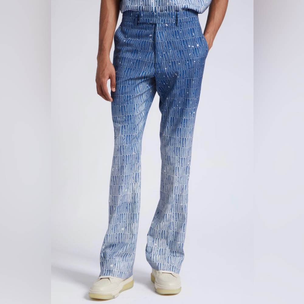 Amiri Paint Splatter Gradient Logo Wool Blend Pants